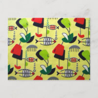 Moderne Postkarte für Atomfische aus dem Mittelalt