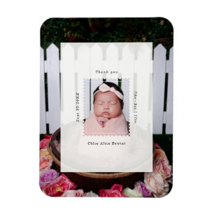 Moderne Postwertzeichen-Foto-Geburts-Baby-Dankesch Magnet