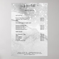 Moderne Preisliste für Silver Glitzer Salon