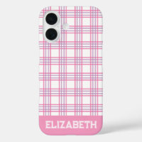 Moderne Preppy-Karo-Varsity-Schrift Rosa Lila 