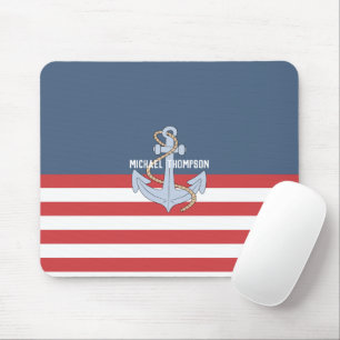 Moderne preppy Nautical Marine mit Anker Mousepad