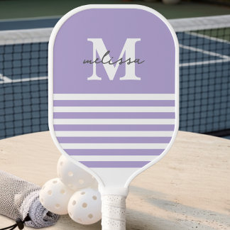 Moderne, preppy, pastelllila monogrammierte Name Pickleball Schläger