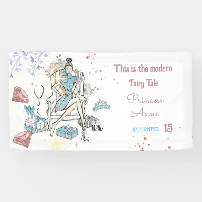 Moderne Princess Royal Birthday Banner (Horizontal)
