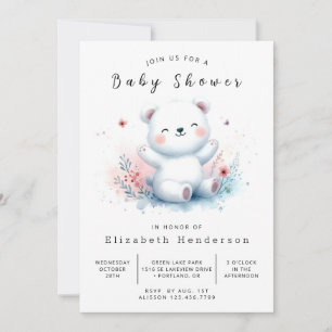 Moderne Printable Bear Baby Dusche Einladung
