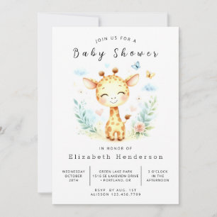 Moderne Printable Giraffe Babydusche Einladung
