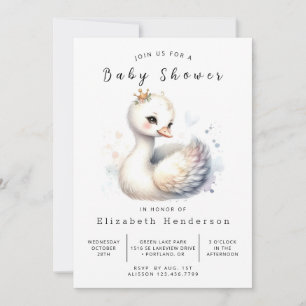 Moderne Printable Swan Baby Dusche Einladung