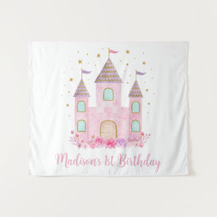 Moderne Prinzessinnen Burg Geburtstag Pink Gold Wandteppich