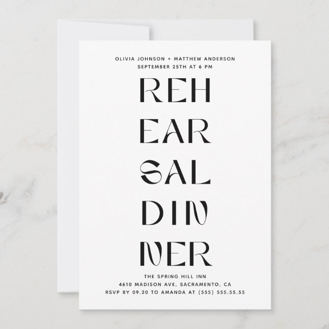 Moderne Probe-Dinner | Editoriale Typografie Einladung (Vorderseite)