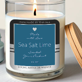 Moderne Produktverpackungsmarken Black Silver Blue Quadratischer Aufkleber