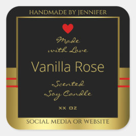 Moderne Produktverpackungsmarken Schwarz und Gold Quadratischer Aufkleber