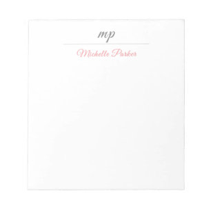 Moderne professionelle feminine Monogramm-Schrift Notizblock