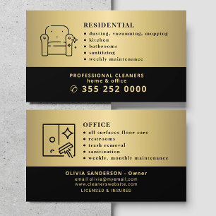 Moderne professionelle Gold-Schwarz-Reinigungsdien Visitenkarte