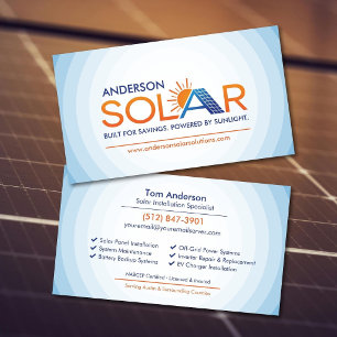 Moderne professionelle Installation von Solarmodul Visitenkarte