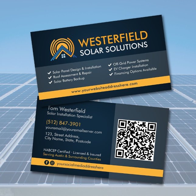 Moderne professionelle Installation von Solarmodul Visitenkarte (Von Creator hochgeladen)