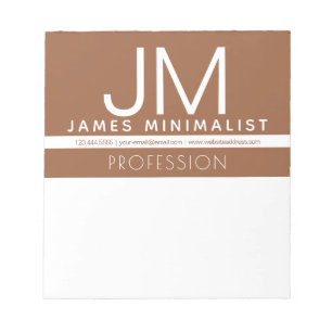 Moderne professionelle Minimaldesign   Braun und W Notizblock