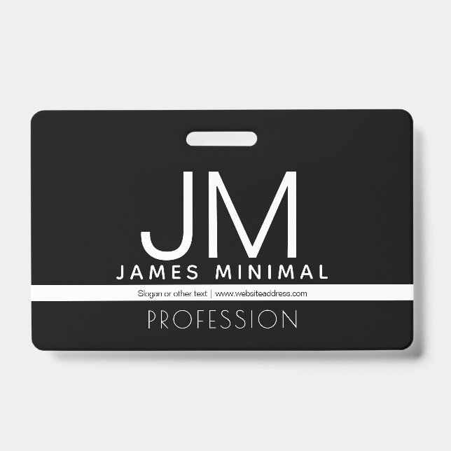 Moderne professionelle Minimaldesign | Schwarz & W Ausweis (Vorderseite)