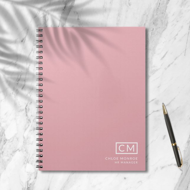 Moderne professionelle Monogramm-Initiale Rosa Notizblock (Von Creator hochgeladen)