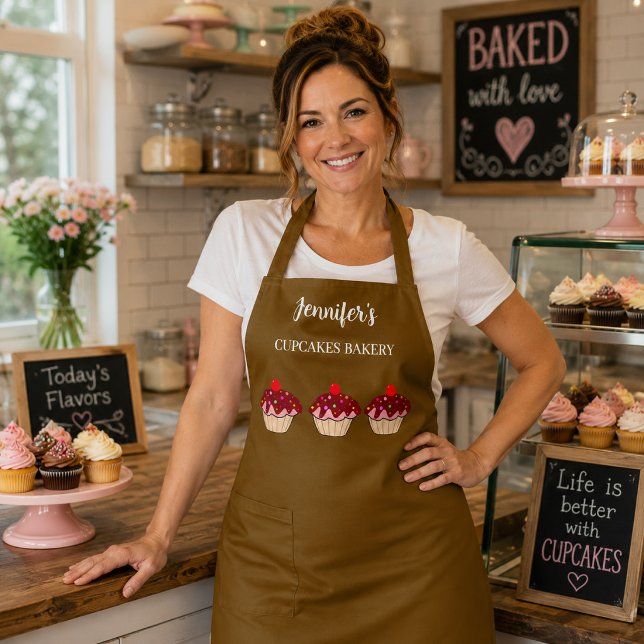 Moderne professionelle persönliche Cupcakes-Bäcker Schürze (Modern professional personal cupcakes bakery apron. For your own business.)