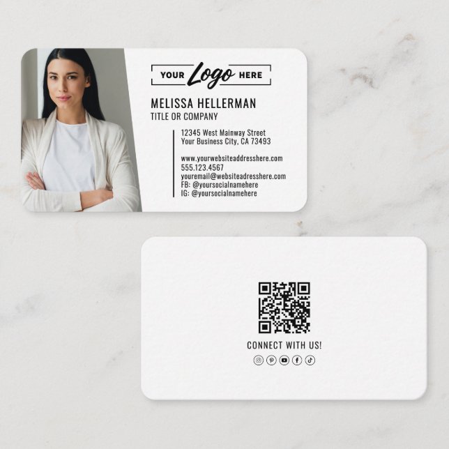 Moderne professionelle QR-Code-Foto-Logo Visitenkarte (Vorne/Hinten)