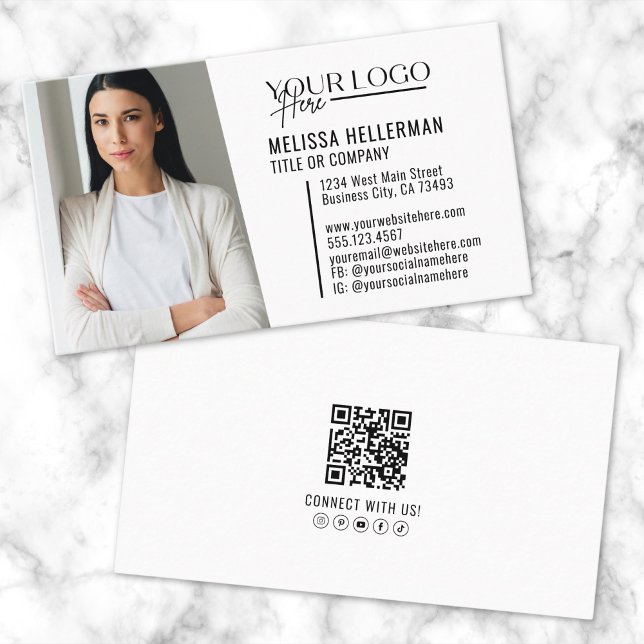 Moderne professionelle QR-Code-Foto-Logo Visitenkarte (Modern Professional QR Code Photo Logo Business Card)