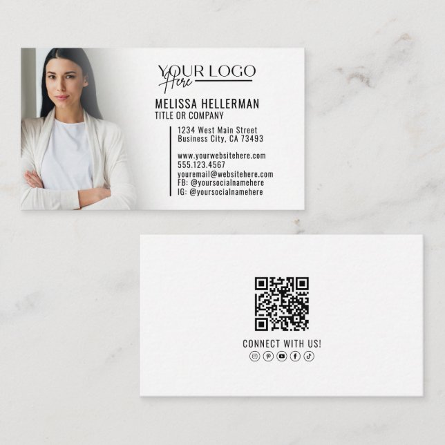 Moderne professionelle QR-Code-Foto-Logo Visitenkarte (Vorne/Hinten)