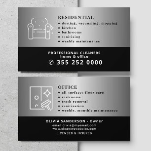Moderne professionelle Silber-Schwarz-Reinigungsdi Visitenkarte