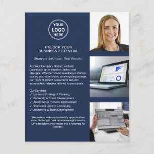 Moderne professionelle Unternehmenslogo in Navybla Flyer