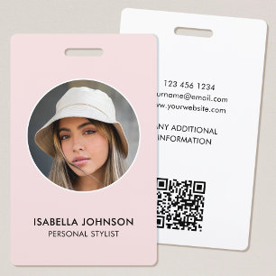Moderne Profilfoto-QR-Blush-Pink-ID-Sicherheit Ausweis