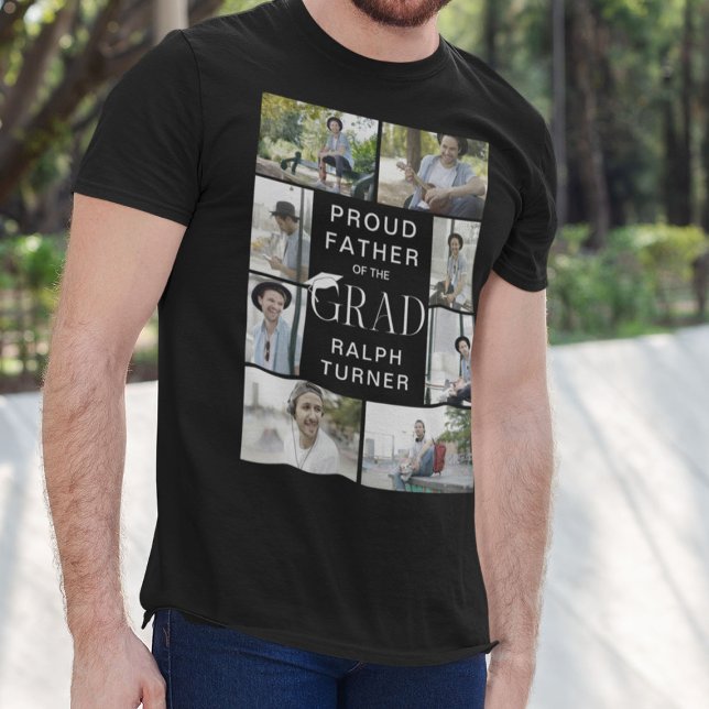 Moderne Proud Vater Graduate 9 Foto Collage T-Shirt (Von Creator hochgeladen)