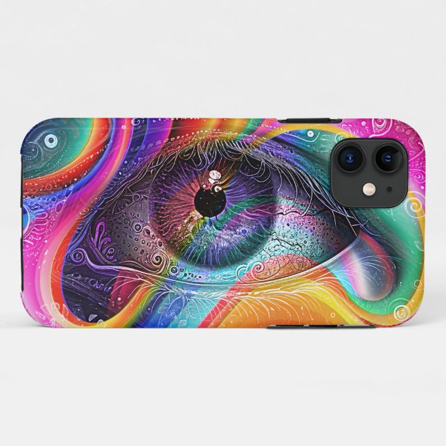 Moderne psychedelische abstrakte Augen-Geometrie Case-Mate iPhone Hülle (Rückseite (Horizontal))
