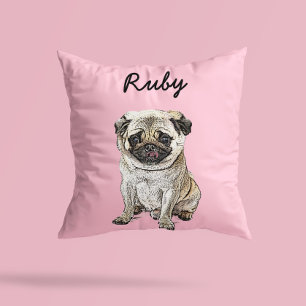Moderne Pug-Hund-Illustration   Namen hinzufügen  Kissen