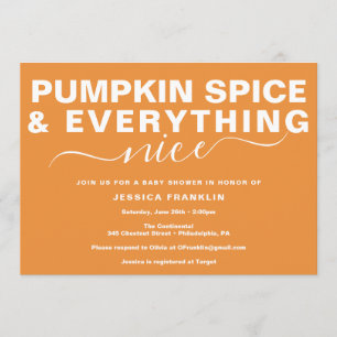 Moderne Pumpkin Spice Baby Dusche Einladung