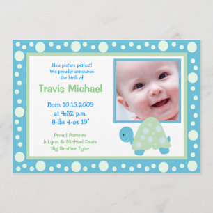 MODERNE PUNKT-SCHILDKRÖTE Baby-Fotogeburt Ankündigung