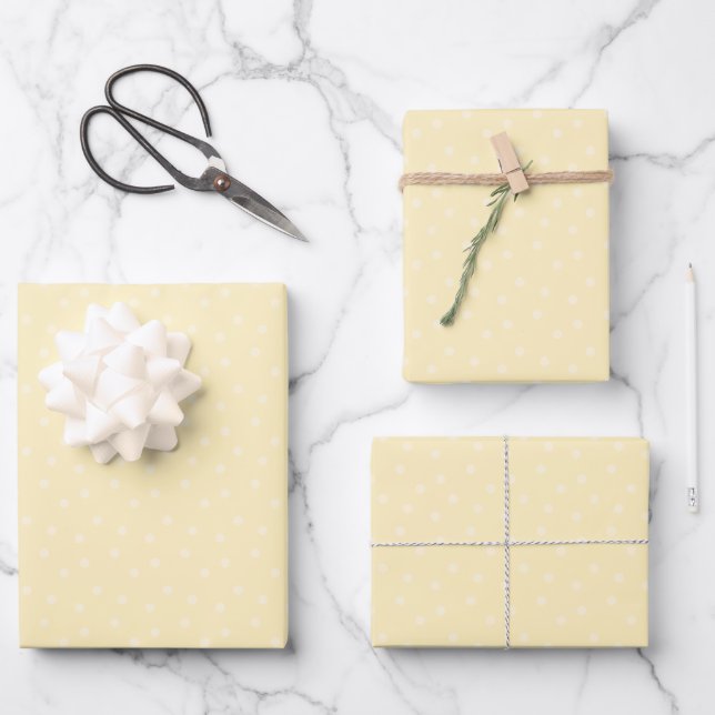 Moderne Punkte auf Buttermilchgelb Geschenkpapier Set (Vorderseite)