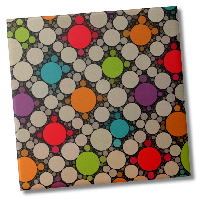 Moderne Punkte Zeitliche Kreise Fliese (Contemporary Circles Modern Polka Dot Pattern Ceramic Tile)