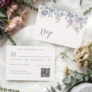 Moderne Purpur Blumen Hochzeit RSVP Karte