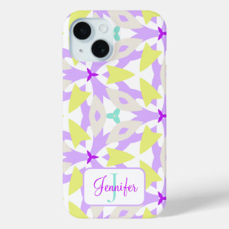 Moderne Purpur-Gelb-Mint-Monogramm-Geometrie Case-Mate iPhone Hülle
