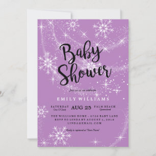 Moderne Purpur-Schneeflocken-Baby-Shower-Einladung Einladung