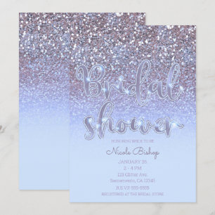 Moderne Purpur Silber Glam Glitter Brautparty Einladung