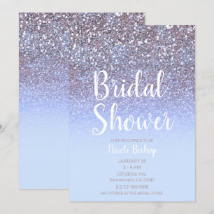 Moderne Purpur Silber Glam Glitter Brautparty Einladung