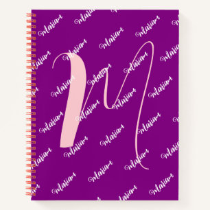 Moderne Purpurfarbe - Anfänglicher Name Monogrammi Notizbuch