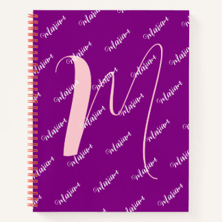 Moderne Purpurfarbe - Anfänglicher Name Monogrammi Notizbuch