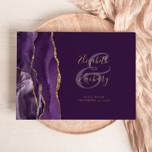 Moderne Purpurrote Achat-Gold-Schrift Pflaume Gästebuch