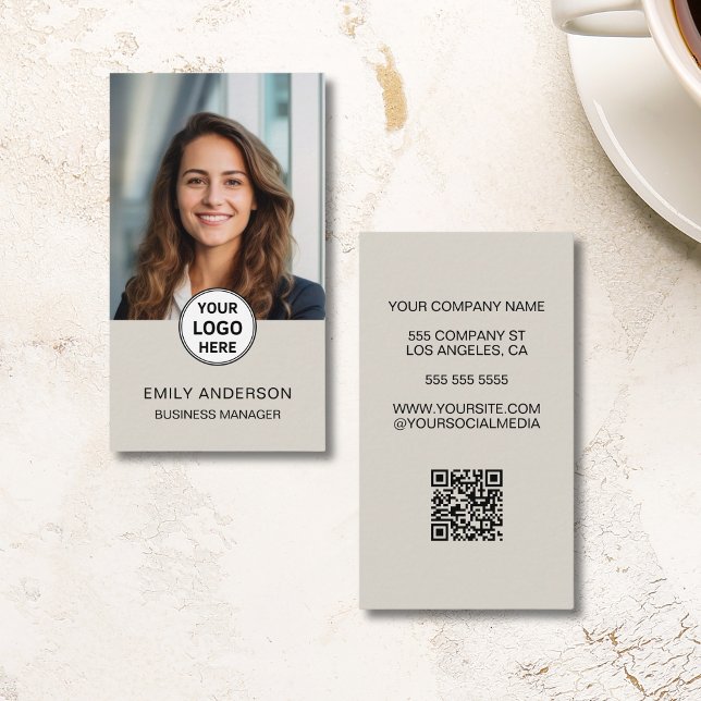 Moderne QR Business Card für das benutzerdefiniert Visitenkarte (Modern Minimal Custom Photo Logo QR Business Card)
