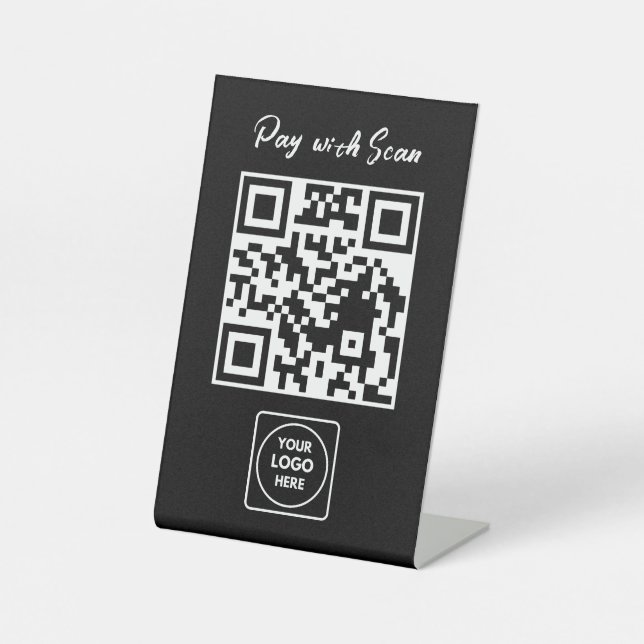 Moderne QR-Code-Anzeigehalterung zum Scannen und Z Sockelschild (Vorderseite)