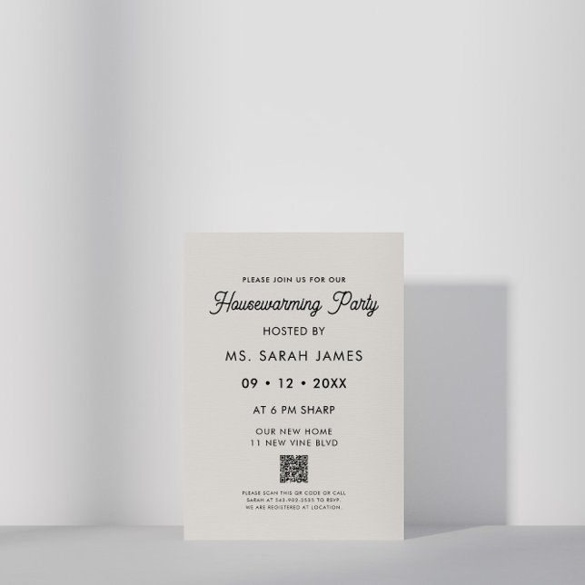 Moderne QR Code Classic Housewarming Einladung (Von Creator hochgeladen)