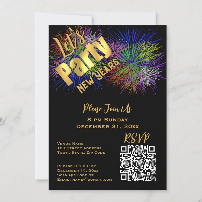 Moderne QR-Code e-vite Neujahrs-Party Einladung (Vorderseite)