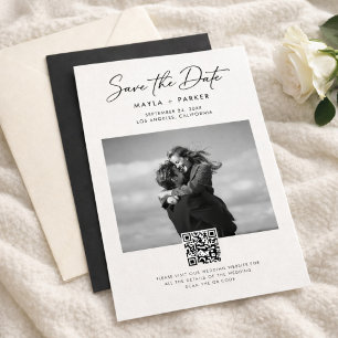 Moderne QR-Code elegante Foto-Hochzeit Termin merk Save The Date