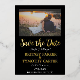 Moderne QR Code Foto Calligraphy Black Wedding Folieneinladung