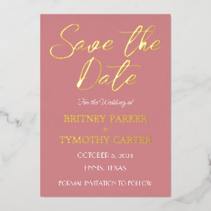 Moderne QR-Code-Foto Dusty Rose Schrift Hochzeit Folieneinladung
